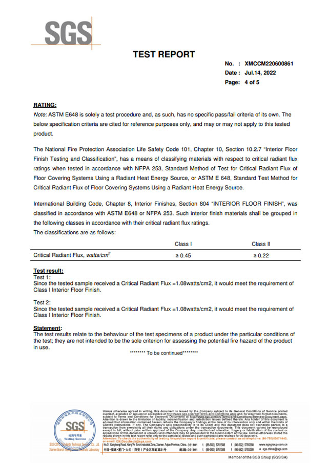 Commercial Carpet Fire Safety Compliance ASTM E648 Class I