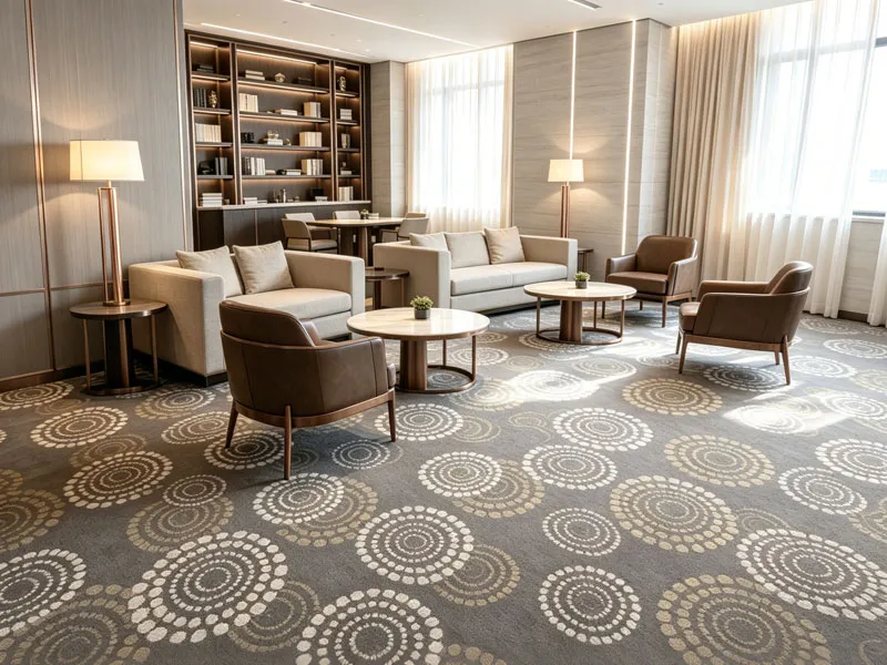 Grey and beige contract flooring for executive club lounge