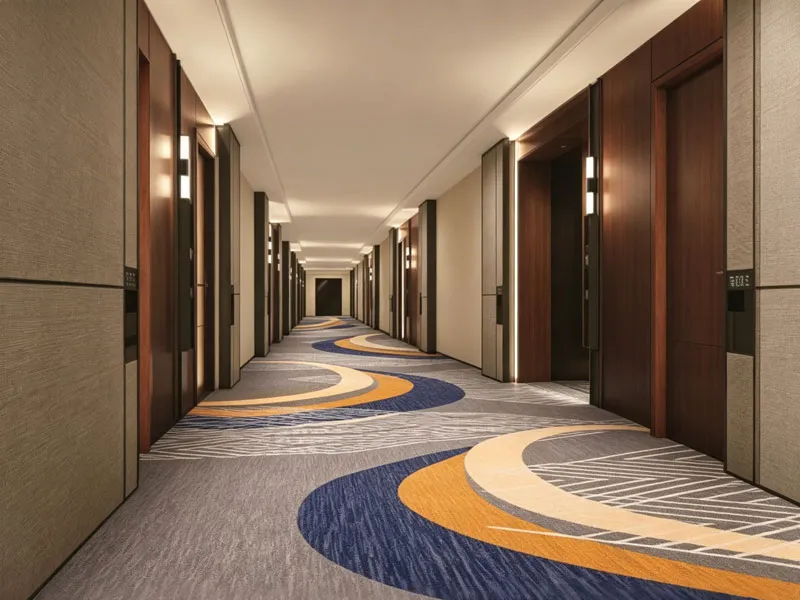 Hyatt Regency Jeju hotel long guestroom corridor carpet project