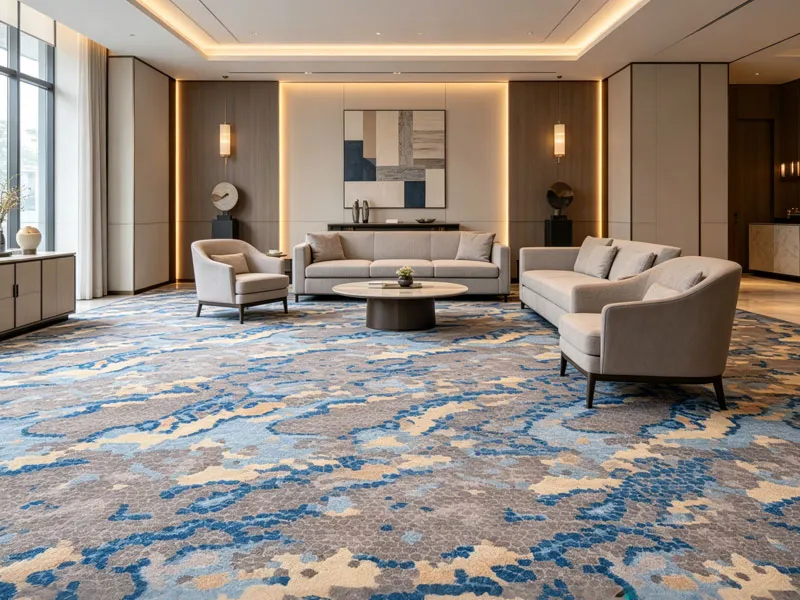 Grand luxury hotel lobby carpet at Marina Bay Sands reception lounge