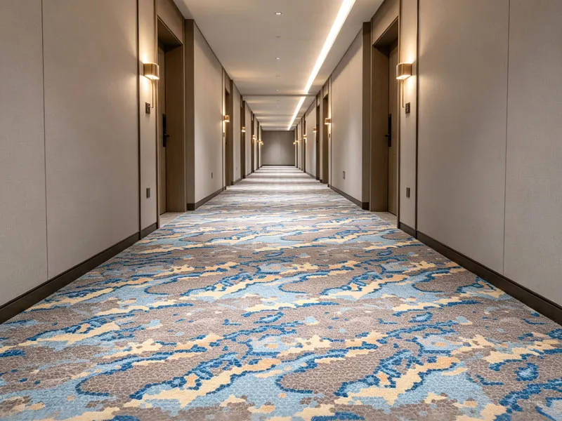 Custom luxury corridor carpet at Marina Bay Sands hotel hallway